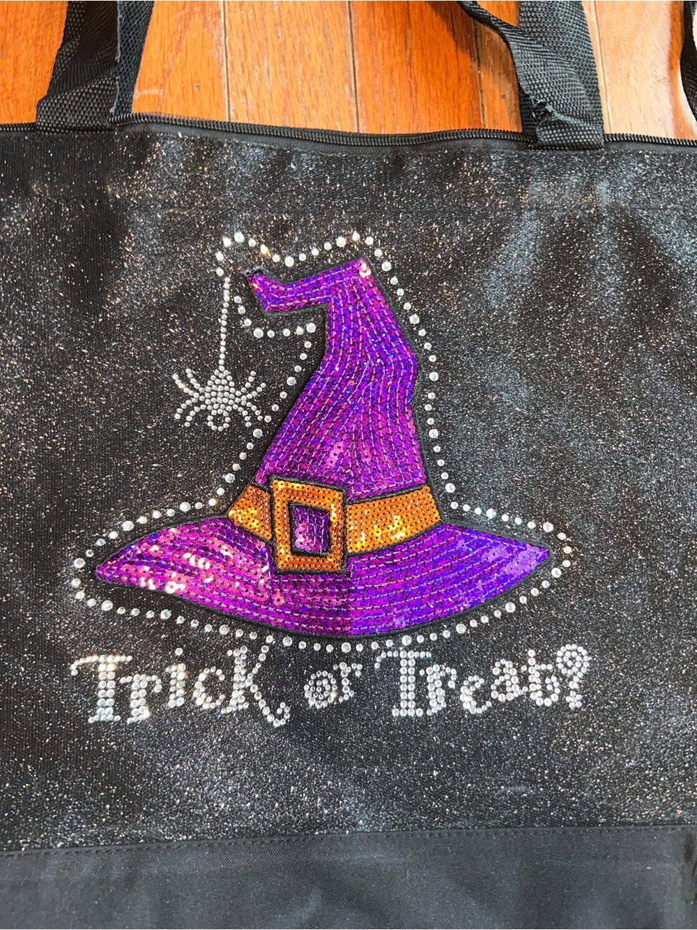 N-Gil Halloween Glitter Trick or Treat Tote Bag w/ Matching Wristlet - Picture 3 of 7